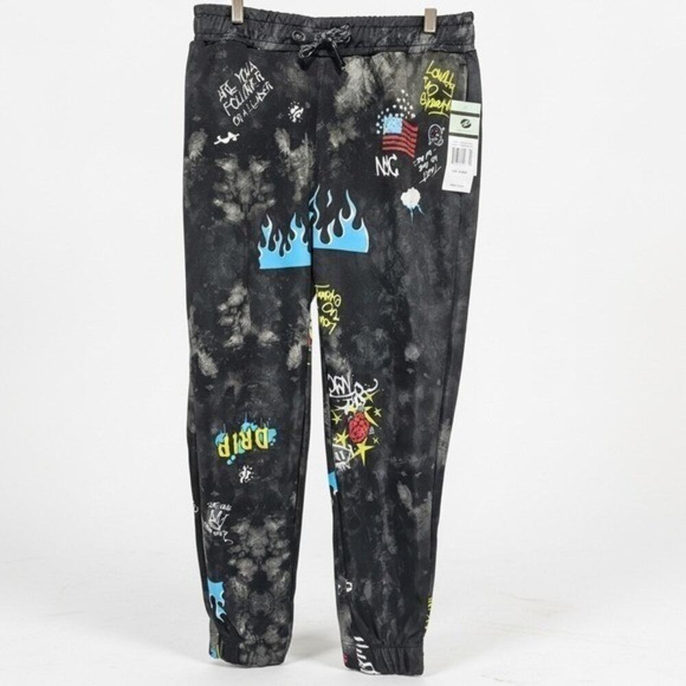 Fresh Prints of Bel  Men's Graffiti Joggers Black Tie-Die Large
